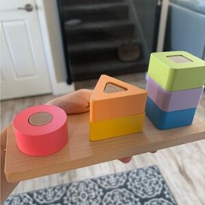 Colorful Wooden Shape Stacker Toy